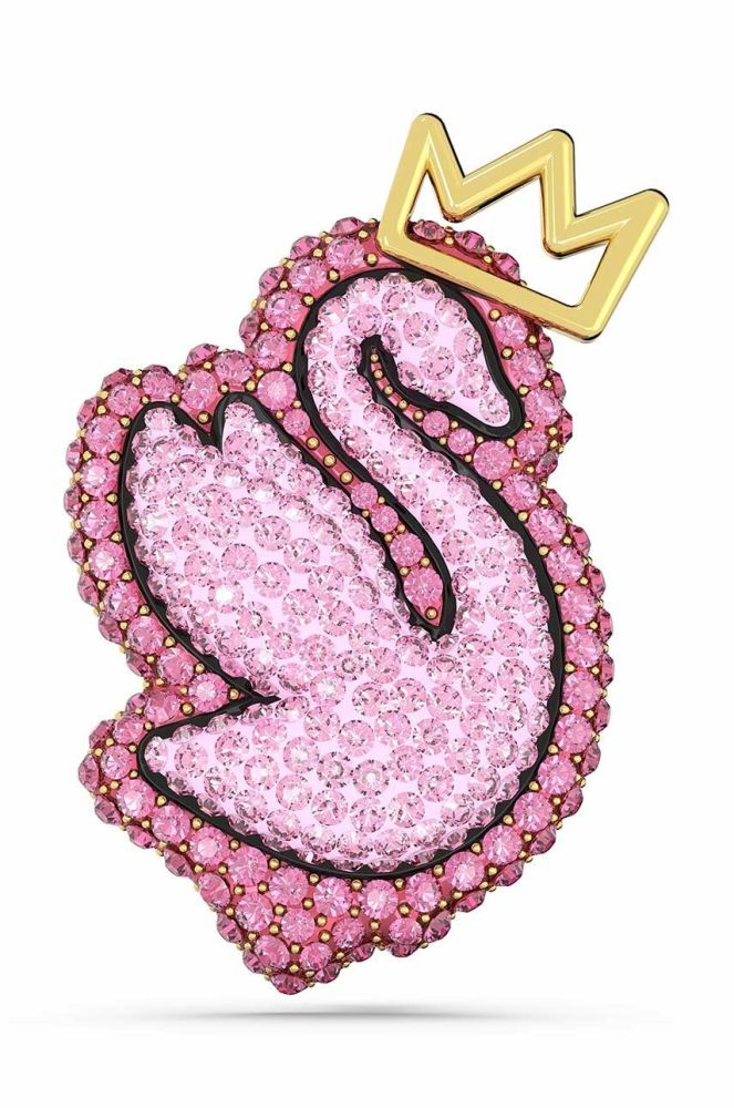 Брошка Swarovski POP SWAN колір рожевий