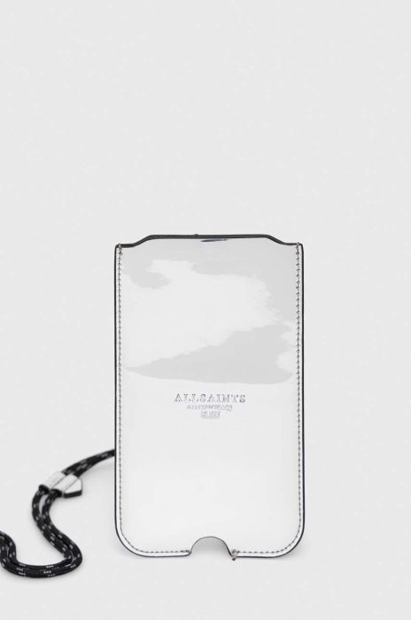 Шкіряний чохол на телефон AllSaints колір срібний
