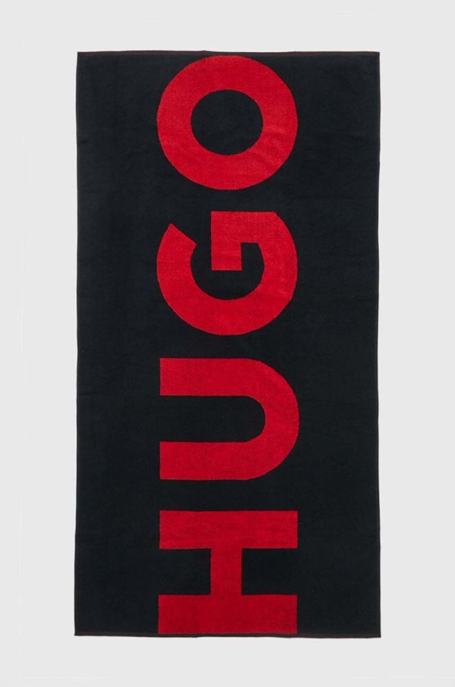 Бавовняний рушник HUGO колір чорний