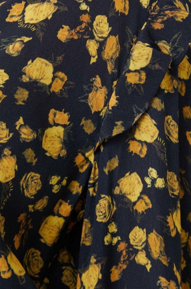 Блузка Tommy Hilfiger жіноча колір жовтий візерунок фото 5