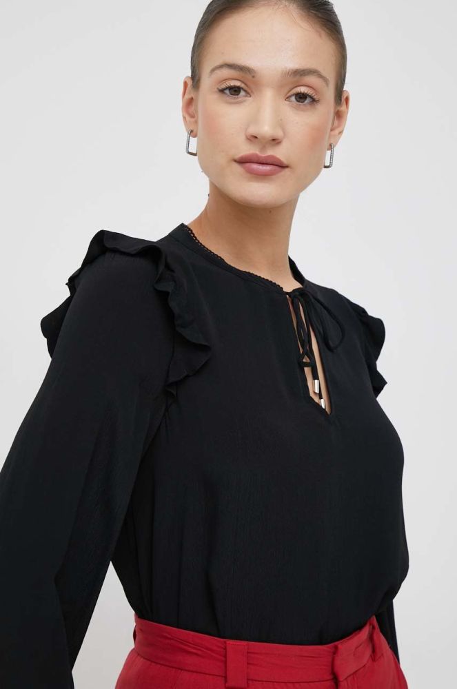 блузка Tommy Hilfiger жіноча колір чорний однотонна
