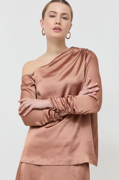 Блузка Notes du Nord жіноча колір коричневий однотонна (2879325)