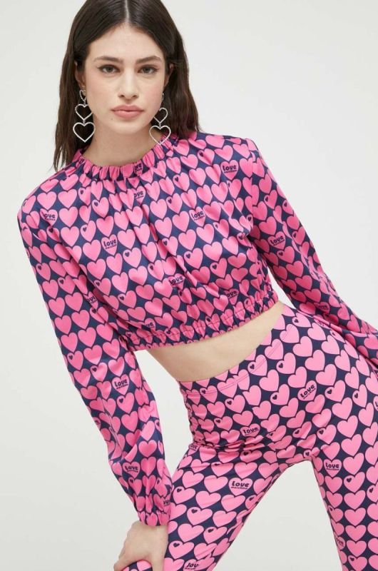 Блузка Love Moschino жіноча колір рожевий візерунок