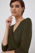 Блузка Lauren Ralph Lauren жіноча колір зелений однотонна