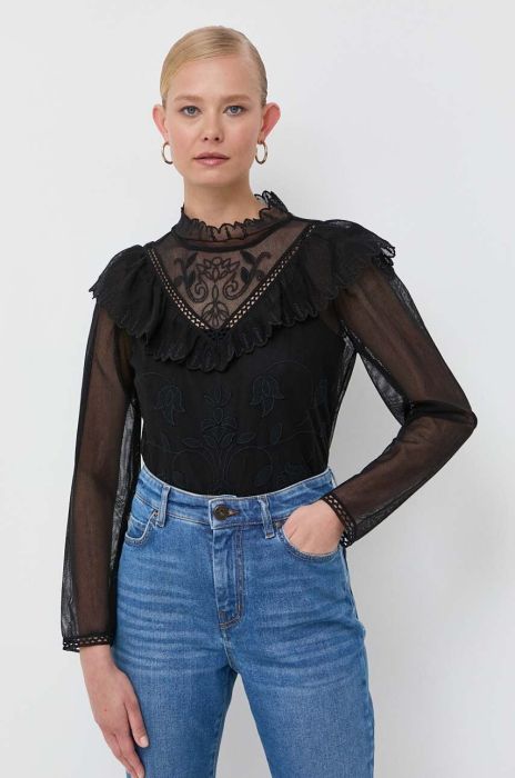 Блузка Twinset жіноча колір чорний з аплікацією (3387745)