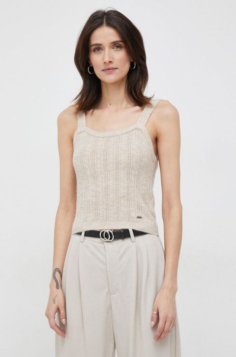 Топ з домішкою вовни Pepe Jeans Tiana жіноча колір бежевий