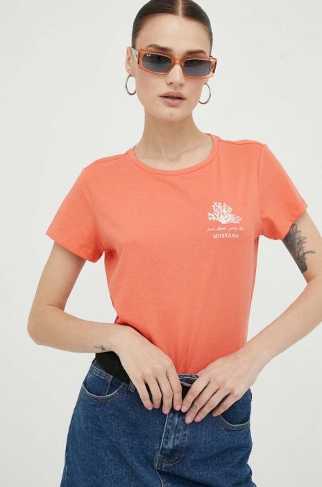 Бавовняна футболка Mustang колір помаранчевий (3299743)