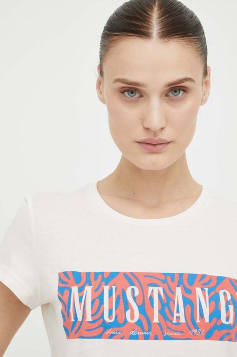 Бавовняна футболка Mustang колір бежевий (3317130)