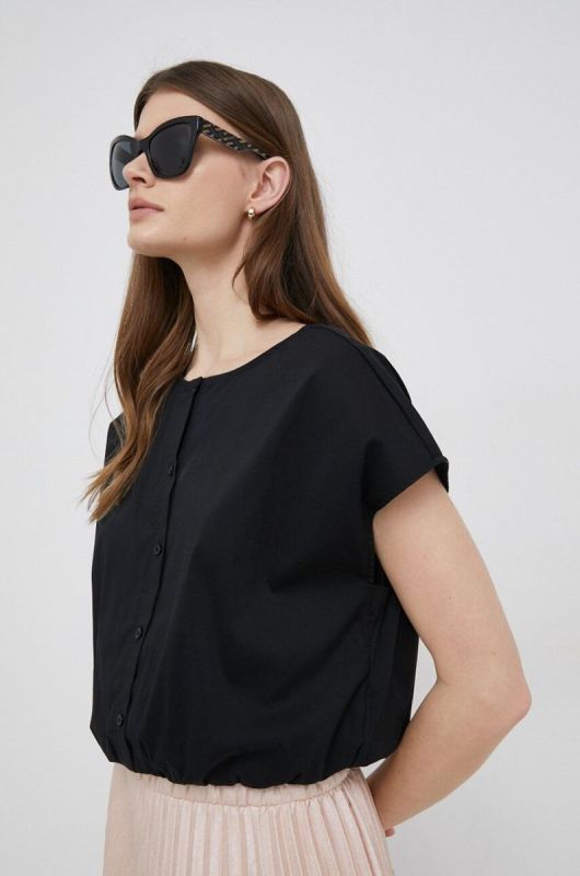 Блузка Dkny жіноча колір чорний однотонна (3115168)