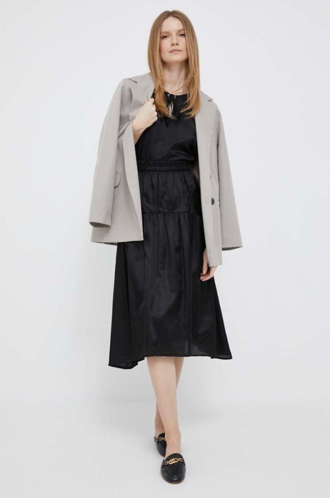 Блузка з домішкою шовку Dkny колір чорний однотонна фото 2