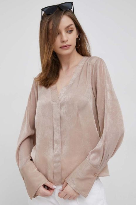 Блузка Dkny жіноча колір коричневий однотонна (3130789)