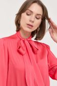 Сорочка з домішкою шовку BOSS колір рожевий regular в'язане декольте