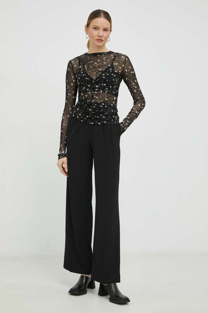 Блузка Bruuns Bazaar жіноча колір чорний візерунок