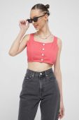 Джинсовий топ Tommy Jeans колір рожевий