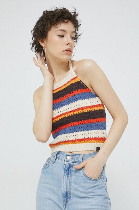 Бавовняний топ Superdry колір барвистий (2987362)