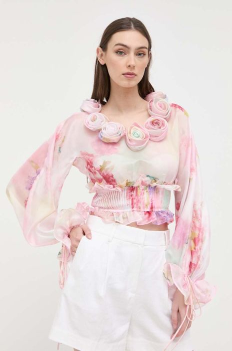 Блузка For Love & Lemons жіноча колір рожевий візерунок