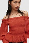 Блузка AllSaints жіноча колір червоний однотонна Блузка AllSaints жіноча колір червоний однотонна