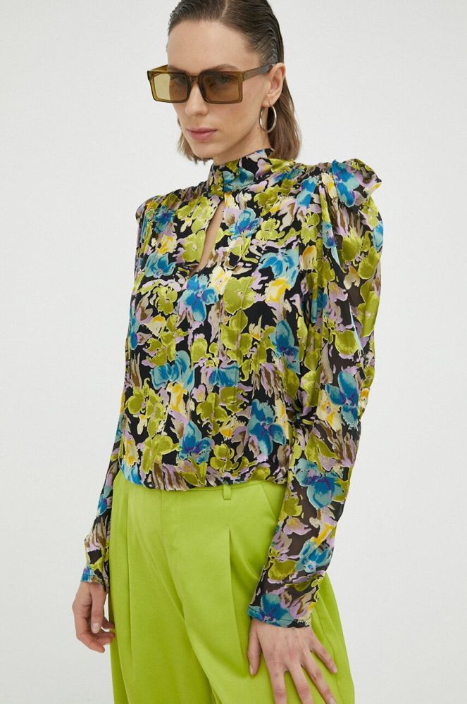 Блузка з домішкою шовку Gestuz візерунок колір барвистий
