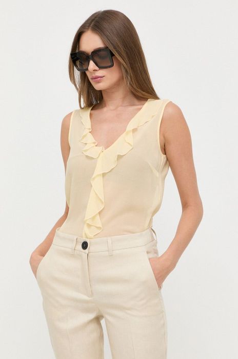 Шовкова блузка Patrizia Pepe колір помаранчевий однотонна