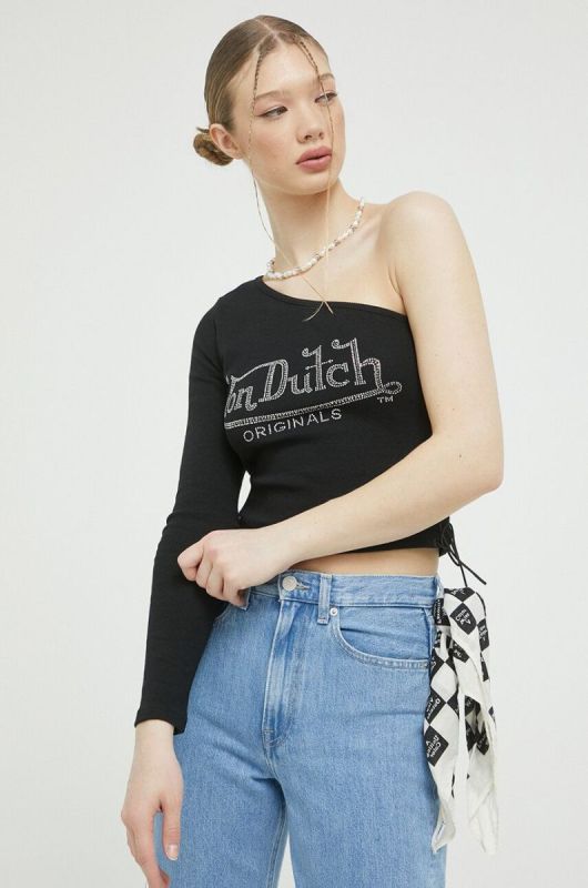 Лонгслів Von Dutch жіночий колір чорний фото 2