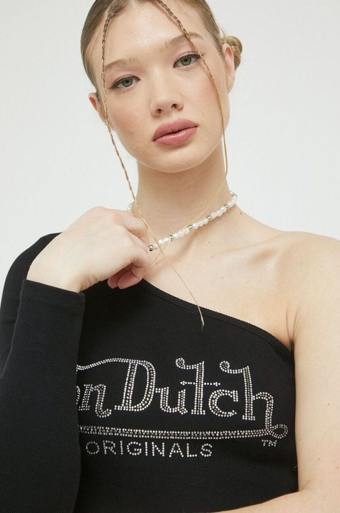 Лонгслів Von Dutch жіночий колір чорний фото 4