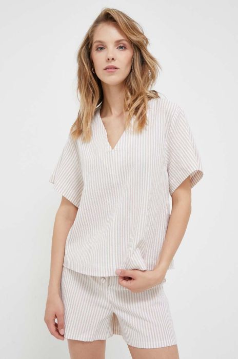 Блузка United Colors of Benetton жіноча колір бежевий візерунок