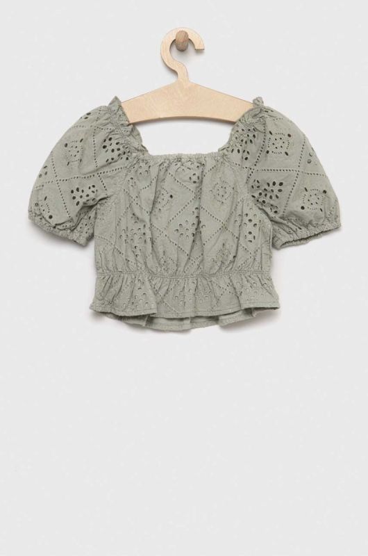 Дитяча бавовняна блузка Guess колір зелений фото 2