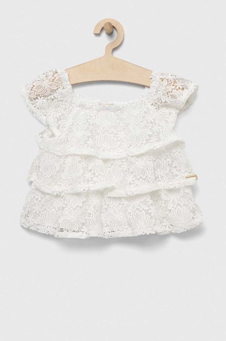 Дитяча блузка Guess колір білий однотонна Дитяча блузка Guess колір білий однотонна