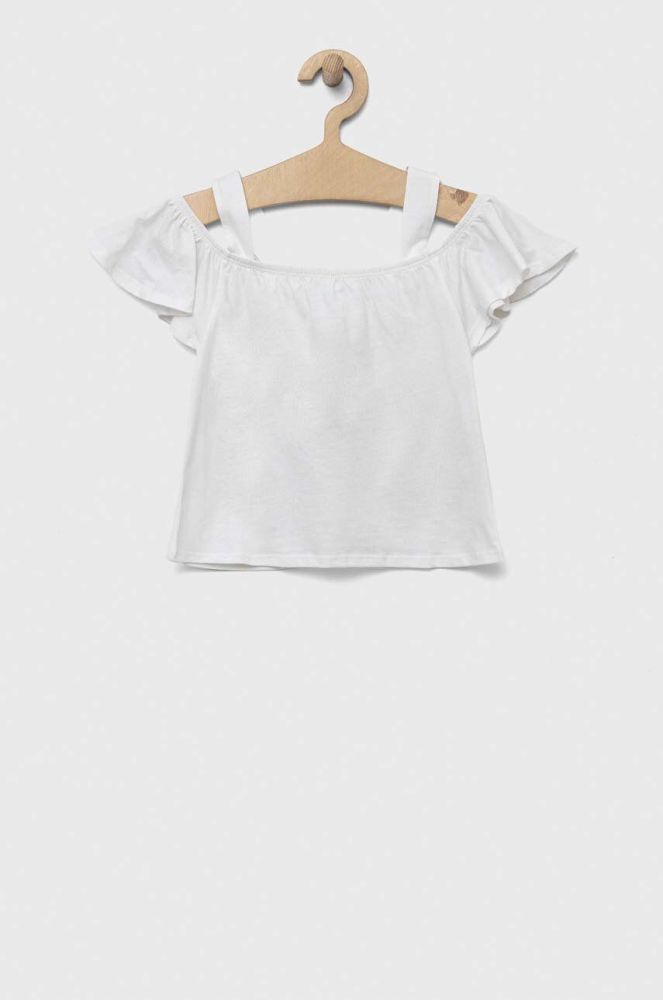 Дитяча бавовняна блузка United Colors of Benetton колір білий однотонна (3282172)