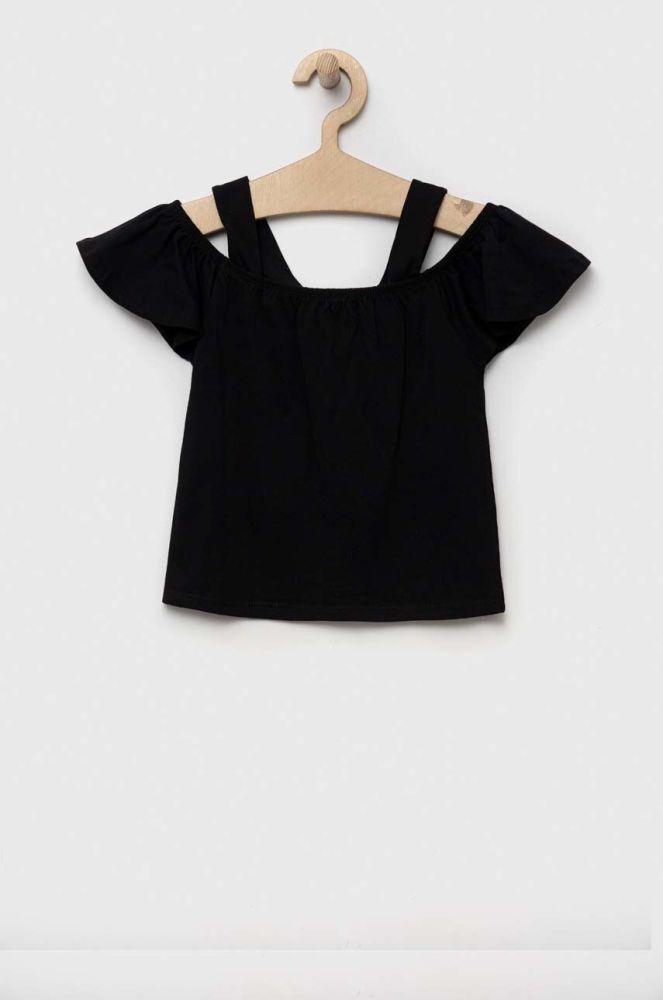 Дитяча бавовняна блузка United Colors of Benetton колір чорний однотонна