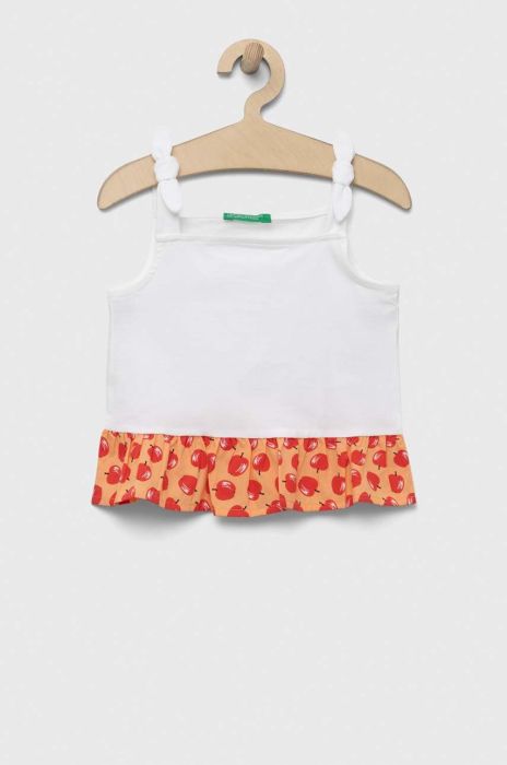 Дитяча бавовняна блузка United Colors of Benetton колір білий візерунок