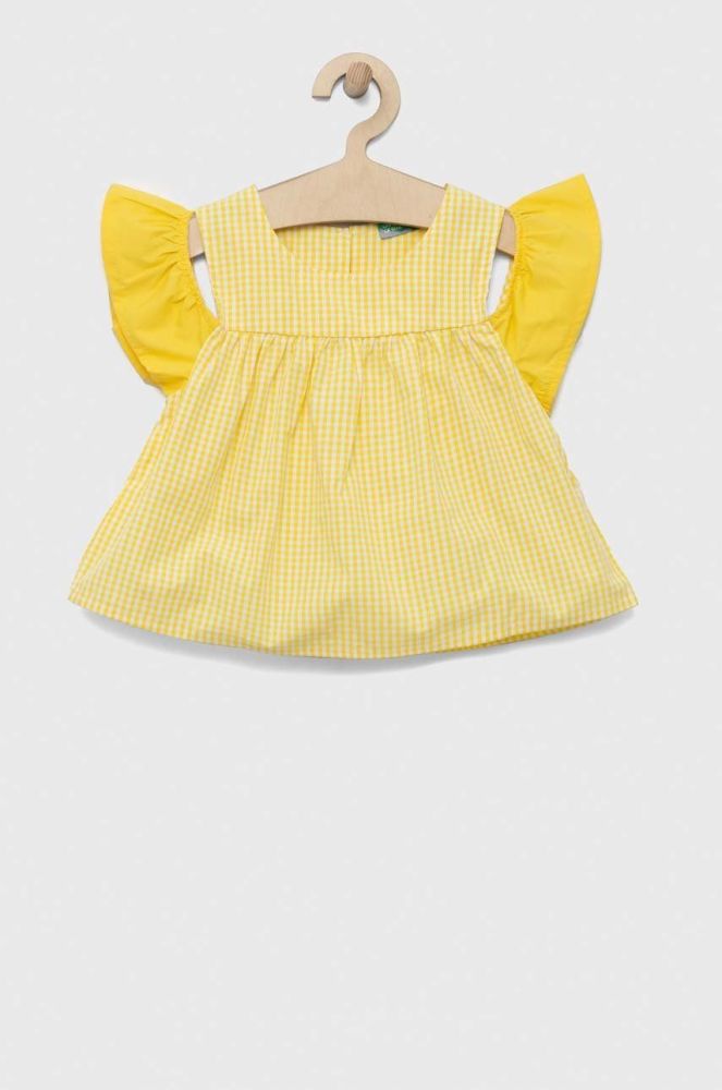 Дитяча бавовняна блузка United Colors of Benetton колір жовтий візерунок (3274855)