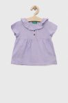 Дитяча льняна блузка United Colors of Benetton колір фіолетовий однотонна (3247050)