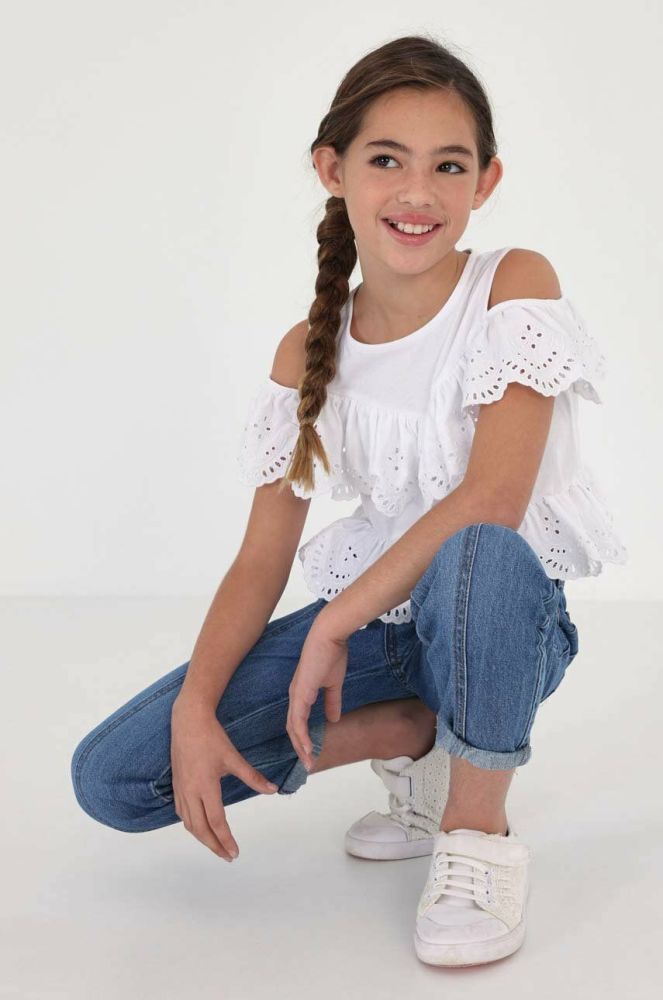 Дитяча блузка Mayoral колір білий однотонна (3050906)