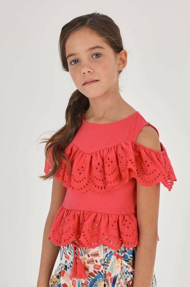 Дитяча блузка Mayoral колір рожевий однотонна (3050900)