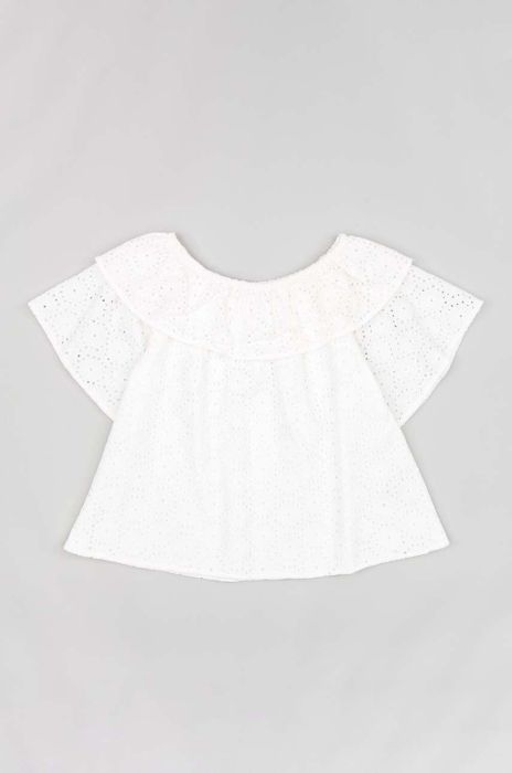 Дитяча бавовняна блузка zippy колір бежевий однотонна Дитяча бавовняна блузка zippy колір бежевий однотонна