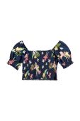 Дитяча бавовняна блузка Roxy колір синій візерунок