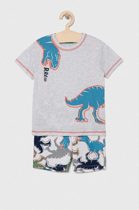 Дитяча бавовняна піжама United Colors of Benetton колір сірий візерунок (3166176)