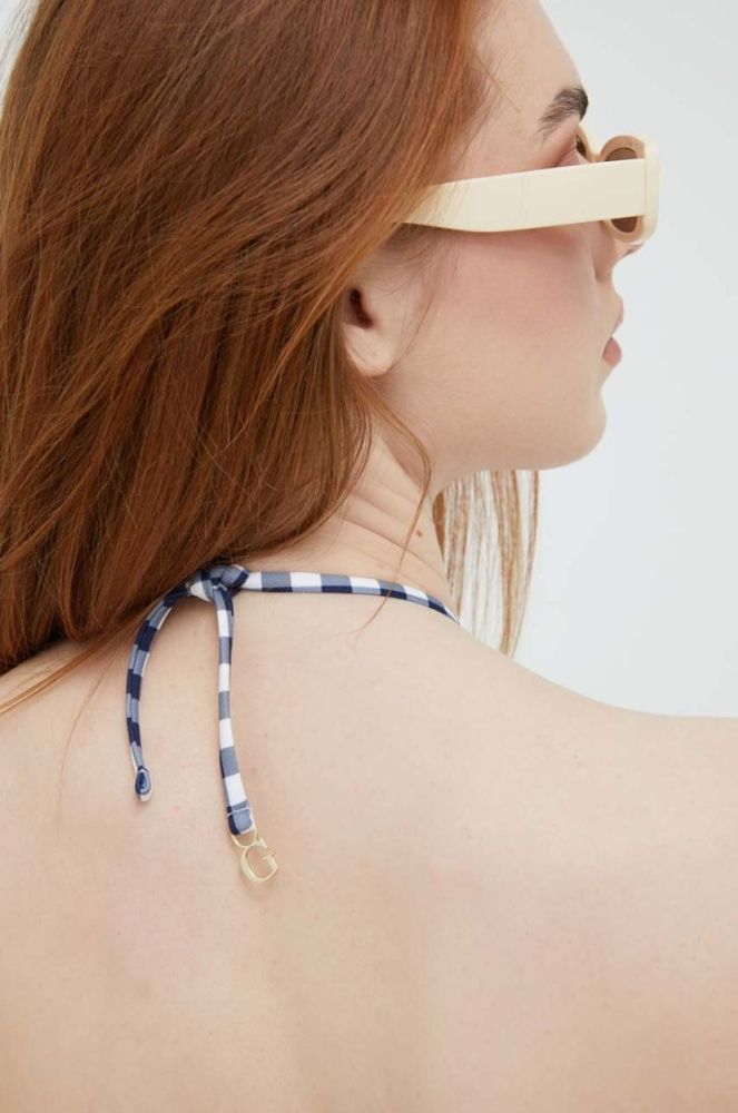 Купальний бюстгальтер Guess колір синій злегка ущільнена чашечка фото 5
