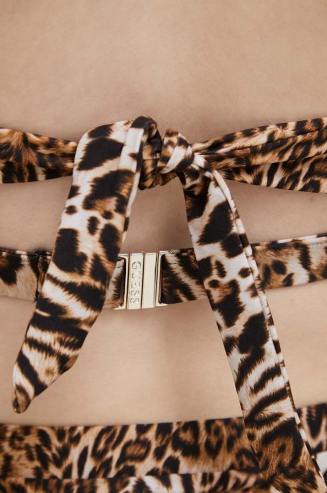 Купальний бюстгальтер Guess колір коричневий злегка ущільнена чашечка фото 6
