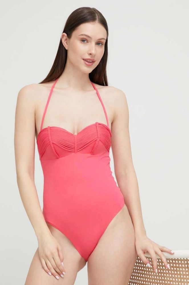 Купальник Guess колір рожевий ущільнена чашечка фото 3