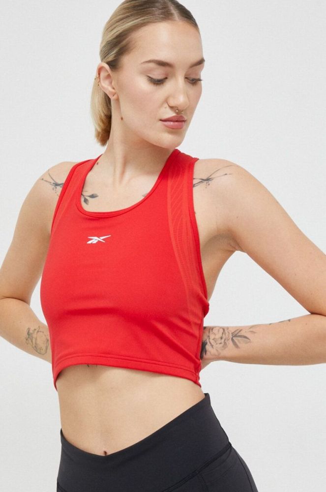 Топ для тренувань Reebok Lux Perform колір червоний фото 4