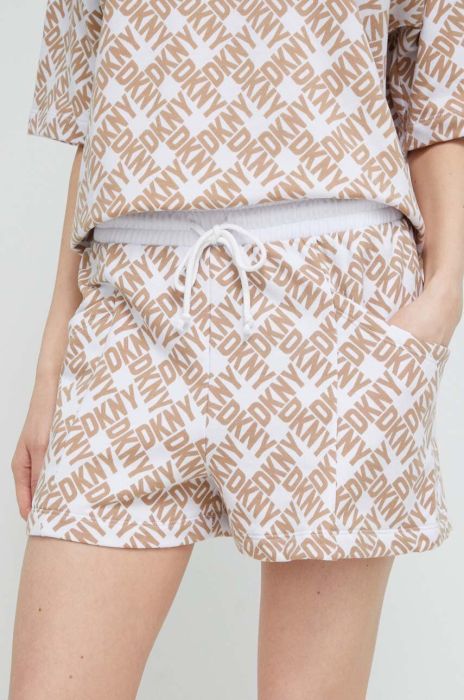 Шорти лаунж Dkny колір бежевий візерунок висока посадка