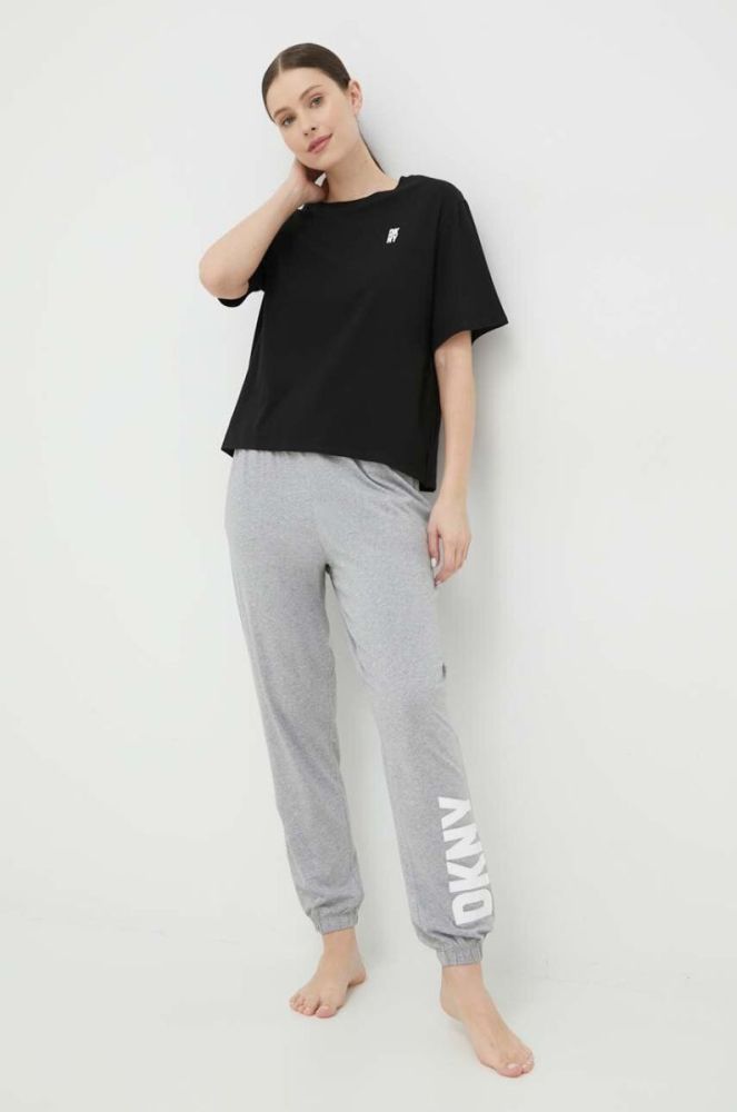 Піжамна футболка Dkny колір чорний фото 2