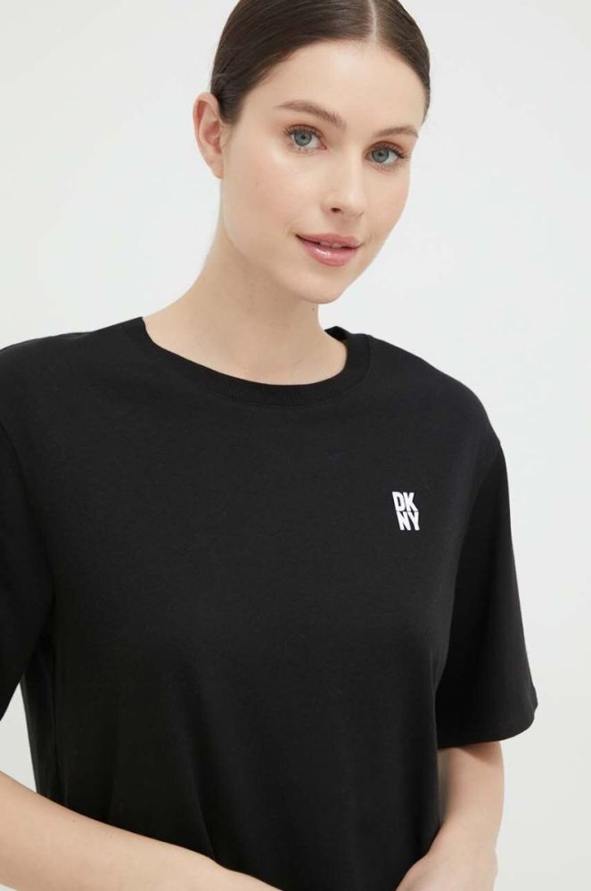 Піжамна футболка Dkny колір чорний фото 4