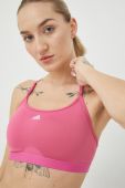 Бюстгальтер для йоги adidas Performance Aeroreact колір рожевий однотонний