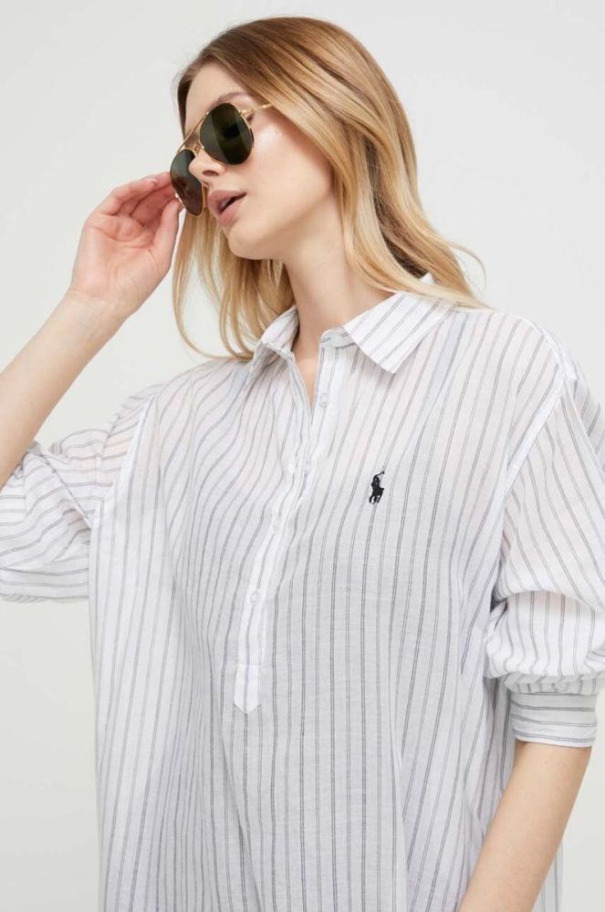 Бавовняна піжамна сорочка Polo Ralph Lauren колір сірий фото 5