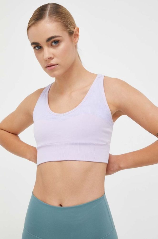 Бюстгальтер для йоги Reebok колір фіолетовий однотонний фото 4
