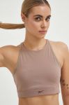 Бюстгальтер для йоги Reebok Long Line колір бежевий однотонний Бюстгальтер для йоги Reebok Long Line колір бежевий однотонний