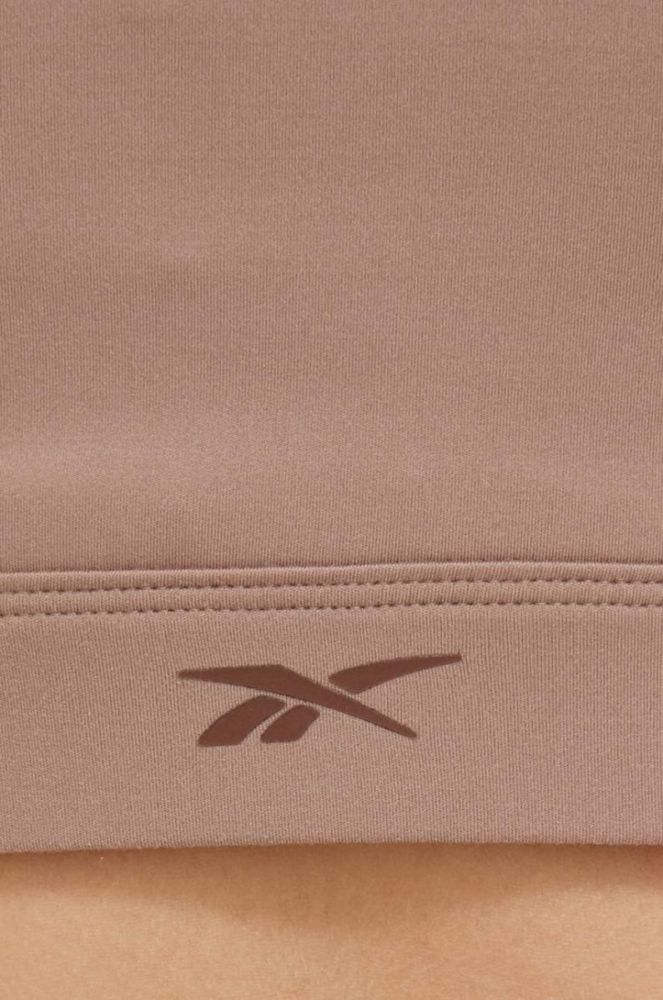 Бюстгальтер для йоги Reebok Long Line колір бежевий однотонний фото 5